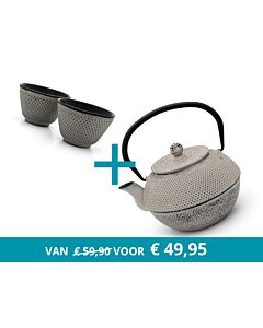 Teekanne Jang mit 2 Tassen, betongrau