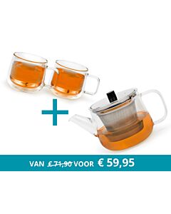 Teekanne Merano mit 2 doppelwandigen Gläsern