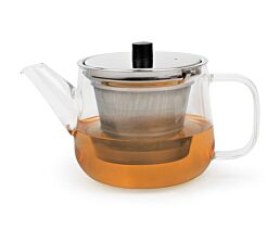 Teekanne Merano 1,1L Glas mit Filter Edelstahl